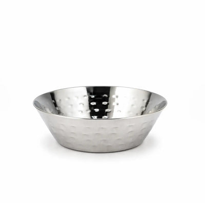 Hammered Pyramid Stainless Steel Vati Bowl, 12 cm, in Silver with a Hammered Finish for Serving Chutney, Sauces, Dips, Snacks, and Small Portions at Siddiq Gifts.