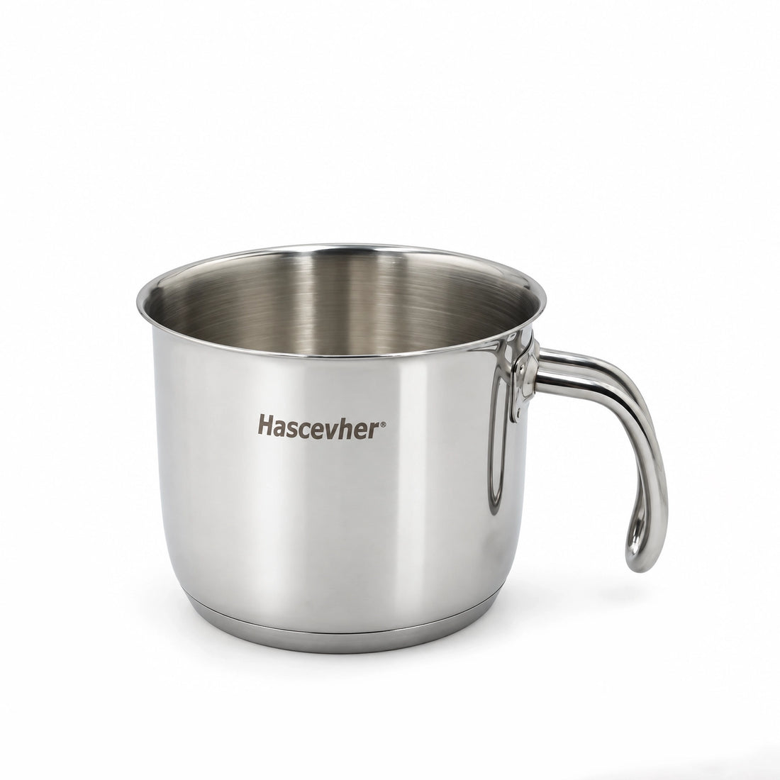 Hascevher 304 Stainless Steel Milk Pot with Handle – 12 cm – 1L – Silver