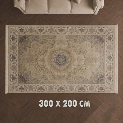 HIRAD Olive Green Carpet 200x300cm with Luxury Traditional Medallion Floral Design by Siddiq Gifts