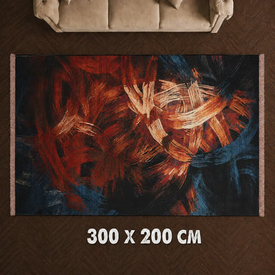 HIRAD SA147 Carpet 200x300cm Red and Dark Blue with Modern Abstract Brushstroke Design by Siddiq Gifts