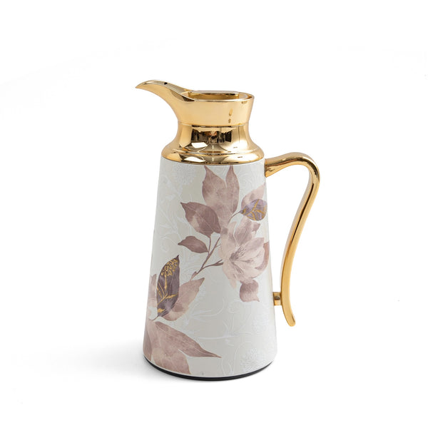 HJ1413 Marisella Vacuum Flask – 1L – Red & Gold Floral Design