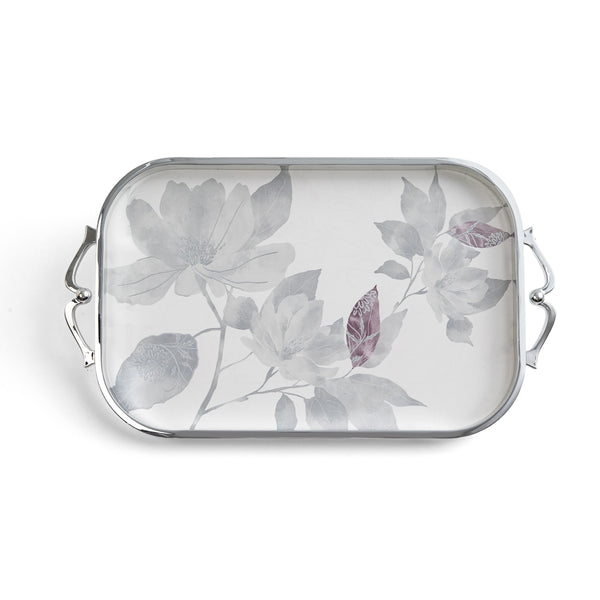 Decorative tray with floral pattern on a white background