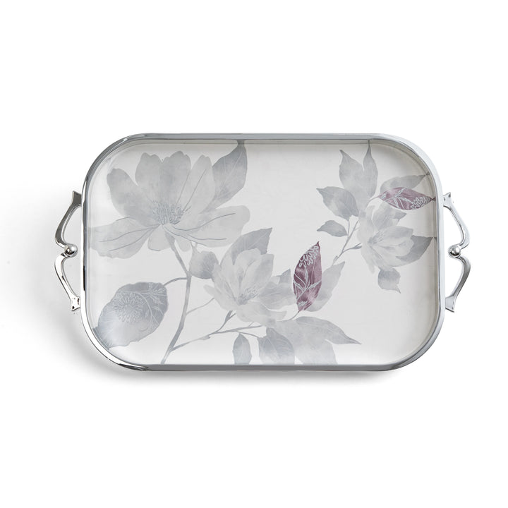 Decorative tray with floral pattern on a white background