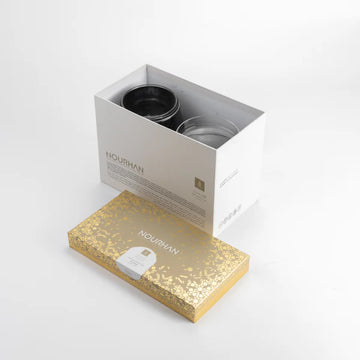 HJ1507 Nourhan Nuts Bowl Set – 2 Pieces – Shining Black Glass with Wooden Stand | Siddiq Gifts – Mussafah Abu Dhabi
