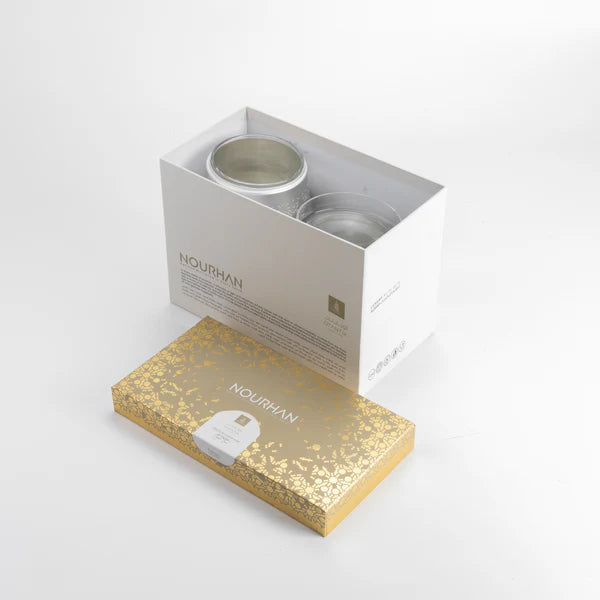 HJ1510 Nourhan Nuts Bowl Set – 2 Pieces – Matt Silver with Shining Silver Stand | Siddiq Gifts – Mussafah Abu Dhabi