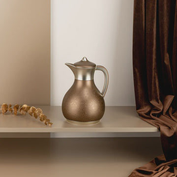 HJ1524 Nourhan Vacuum Flask – 1 L – Matt Champagne Gold & Matt Silver | Siddiq Gifts – Mussafah Abu Dhabi