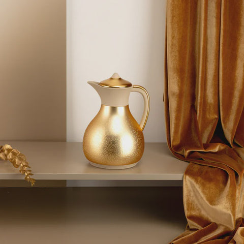 HJ1525 Nourhan Vacuum Flask – 1 L – Beige & Matt Gold