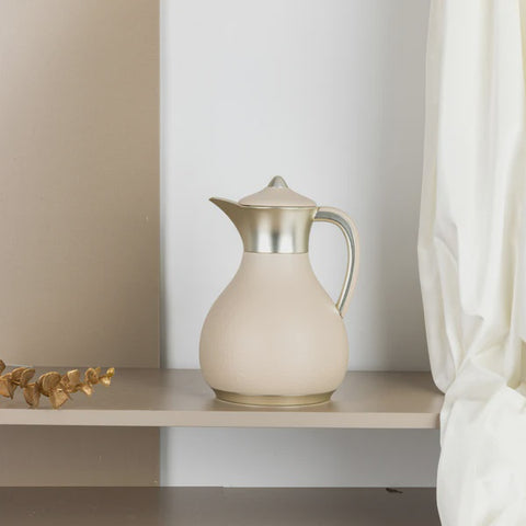 HJ1528 Nourhan Vacuum Flask – 1 L – Beige & Matt Silver