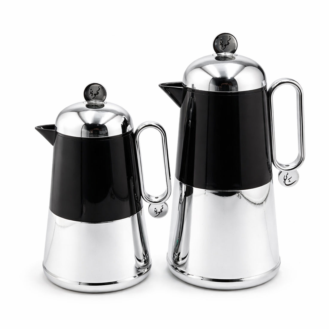 HLJF94-YE02 Vacuum Flask Set – 2 Piece (0.7L & 1.0L) – Black & Silver