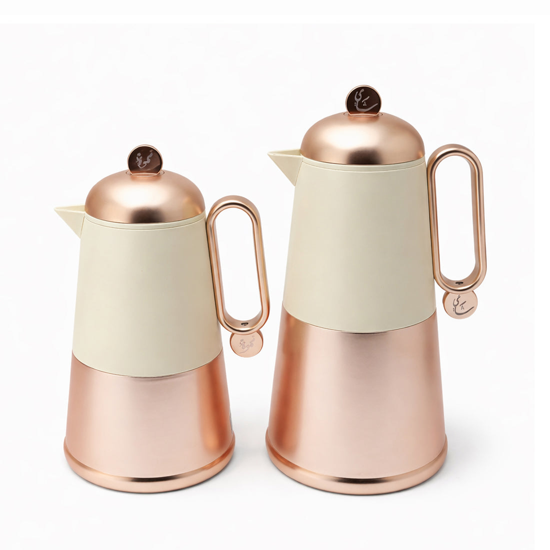 HLJF94-YE03 Vacuum Flask Set – 2 Piece (0.7L & 1.0L) – Beige & Matte Rose Gold