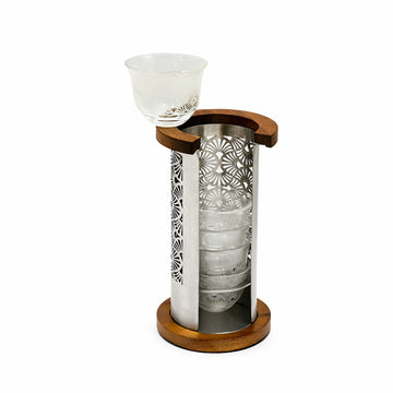 HMC20053 Glass Cawa Cup Set – 6 Pieces with Decorative Steel Stand | Siddiq Gifts – Mussafah Abu Dhabi