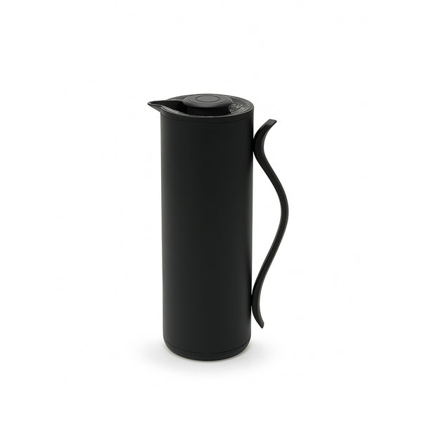 Black coffee maker on a white background