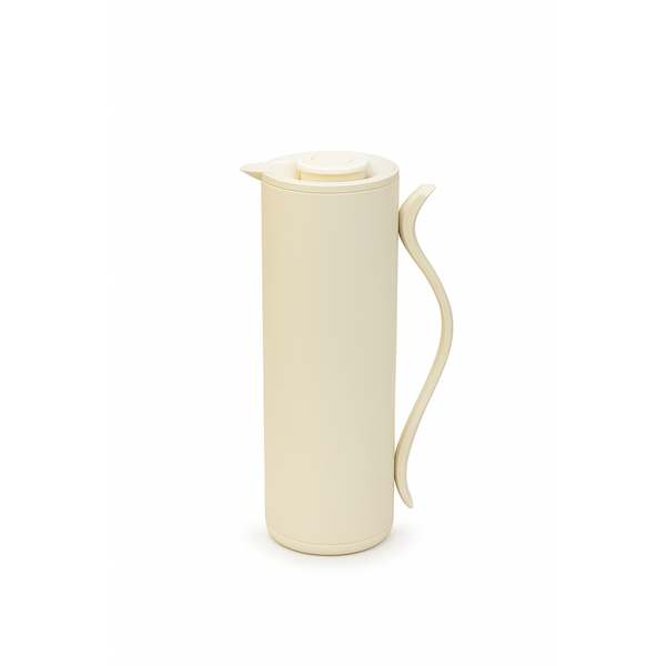 Cream-colored ceramic pitcher on a white background