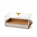 HMT40193 Wooden Tray with Clear Acrylic Dome Cover