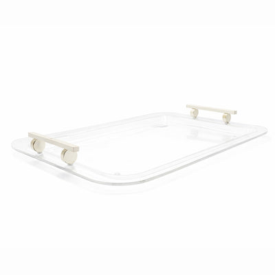 HO-1000A-NS acrylic serving tray with metal handles clear rectangular tray 35.5 cm from Siddiq Gift Shop.