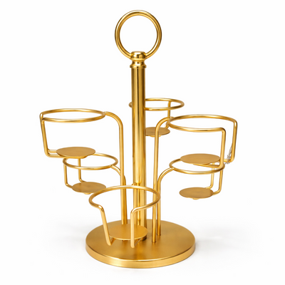 HO-780A-6MG metal cawa cup stand for 6 cups 30cm height in gold finish for Arabic coffee serving – Siddiq Gifts Mussafah Abu Dhabi