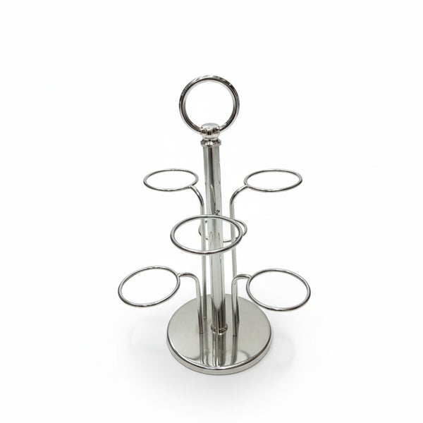 Metal cup holder stand on a white background