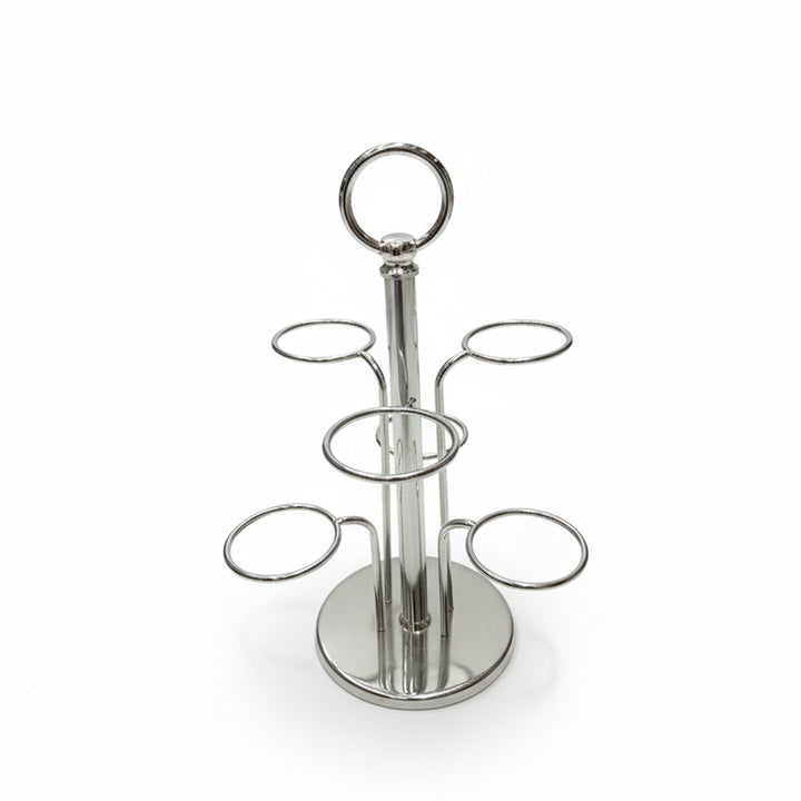 Metal cup holder stand on a white background