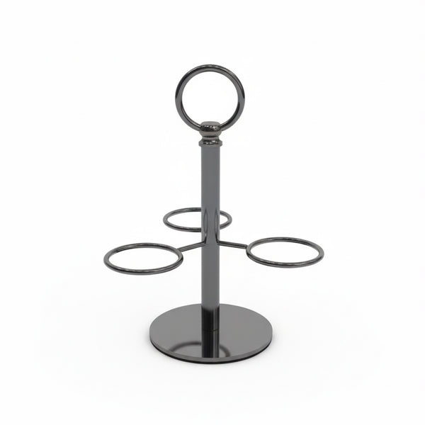 Black metal ring holder on a white background