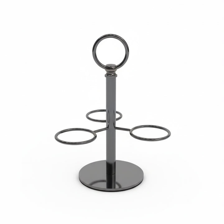 Black metal ring holder on a white background