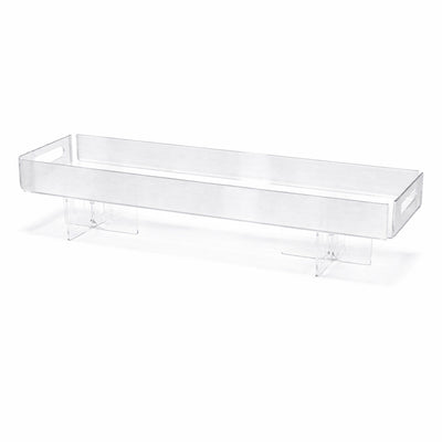 HO-926-LT acrylic cake plate with legs clear rectangular elevated dessert and serving tray with handles from Siddiq Gift Shop.