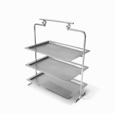 HO-985D-L-3NS Rectangular 3-Tier Metal Cake & Serving Stand with Handle – Silver | Siddiq Gifts – Mussafah Abu Dhabi