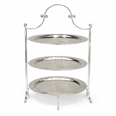 HO-986A-L-3S 3-tier round metal cake and dessert stand 26cm diameter in silver finish for wedding and buffet display – Siddiq Gifts Mussafah Abu Dhabi