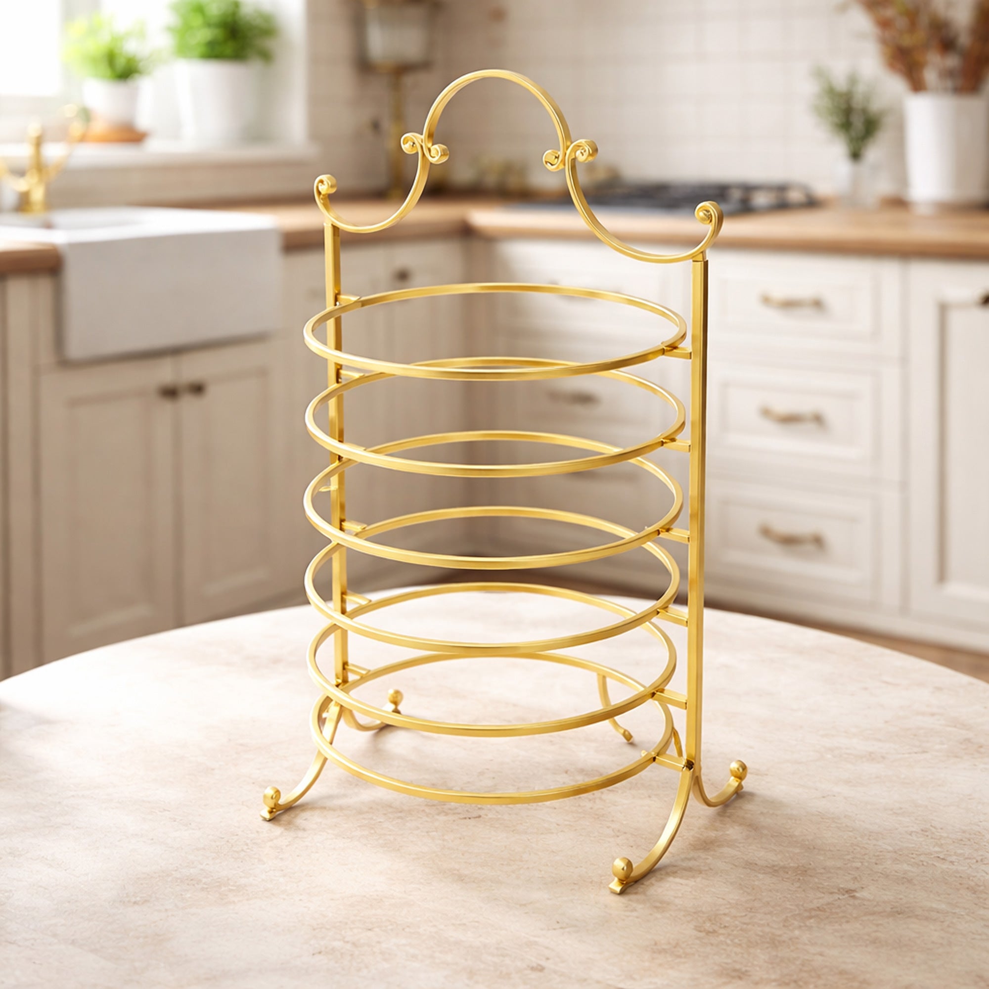 HO-987A-L-MG 6 Layer Plate Holder Matte Gold Vertical Display Rack By Siddiq Gifts