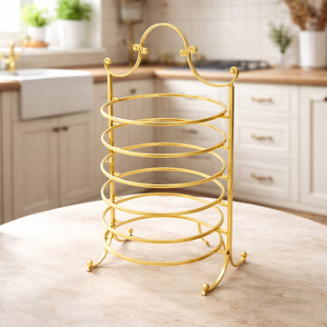 HO-987A-L-MG 6 Layer Plate Holder Matte Gold Vertical Display Rack By Siddiq Gifts