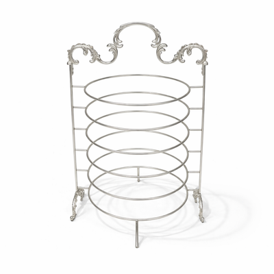 HO-987B-L-NS 6-layer metal plate holder 40cm height in nickel silver finish for buffet plate organization – Siddiq Gifts Mussafah Abu Dhabi