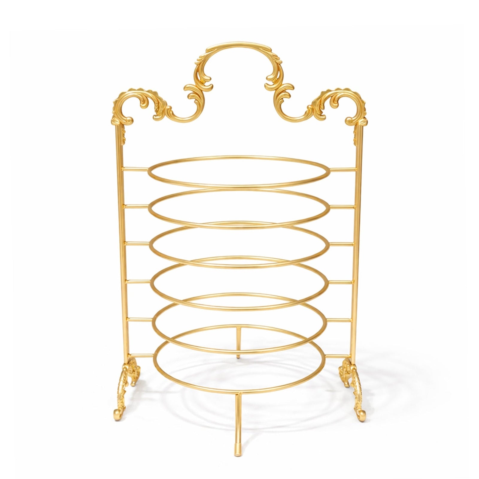 HO-987B-S-MG 6-layer metal plate holder in gold finish for buffet plate organization – Siddiq Gifts Mussafah Abu Dhabi