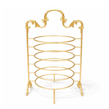 HO-987B-S-MG 6-layer metal plate holder in gold finish for buffet plate organization – Siddiq Gifts Mussafah Abu Dhabi