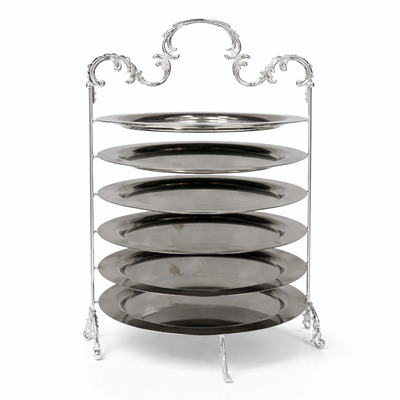 HO-988B-L-6B 6-tier round metal cake and dessert stand 26cm diameter in silver finish for wedding and buffet display – Siddiq Gifts Mussafah Abu Dhabi