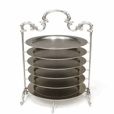 HO-988B-L-6NS 6-tier round metal cake and dessert stand 26cm diameter in silver finish for wedding and buffet display – Siddiq Gifts Mussafah Abu Dhabi