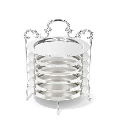 HO-988B-L-6S 6-Tier Metal Plate Stand with Handle – Silver | Siddiq Gifts – Mussafah Abu Dhabi