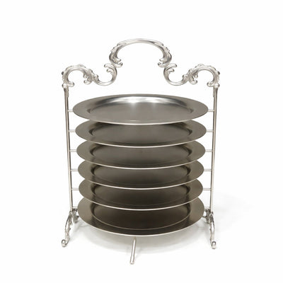 HO-988B-S-6NS 6-tier round metal cake and dessert stand 21cm diameter in silver finish for wedding and buffet display – Siddiq Gifts Mussafah Abu Dhabi
