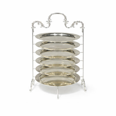 HO-988B-S-6NS 6-tier round metal cake and dessert stand 21cm diameter in silver finish for wedding and buffet display – Siddiq Gifts Mussafah Abu Dhabi