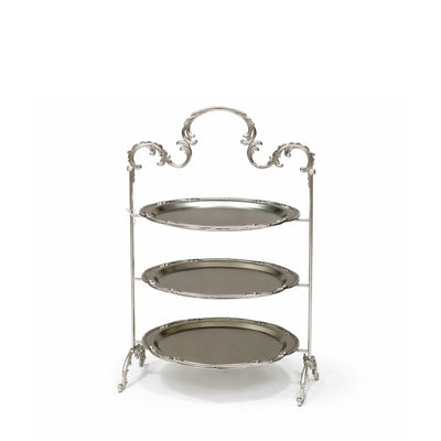 HO-998B-M-3NS 3-tier oval metal cake stand 24cm x 17cm in silver finish for pastry and buffet display – Siddiq Gifts Mussafah Abu Dhabi