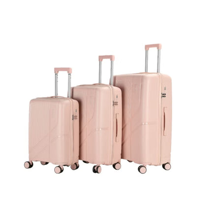 HT Trolley Case Pink 3 Piece Set Small Medium Large Expandable PP Hard Shell Luggage With TSA Lock And 360 Degree Spinner Wheels By Siddiq Gifts