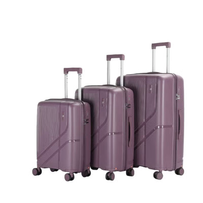 HT Trolley Case Purple 3 Piece Set Small Medium Large Expandable PP Hard Shell Luggage With TSA Lock And 360 Degree Spinner Wheels By Siddiq Gifts