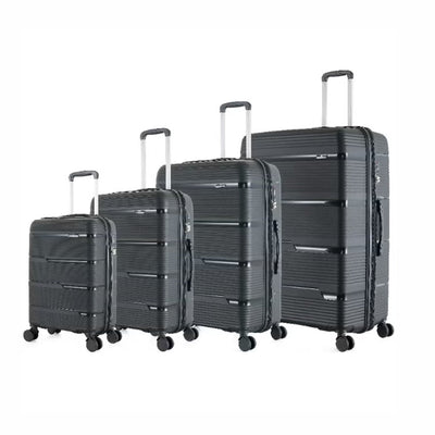 HT Trolley Case Set 4 Piece Black Small Medium Large XL Expandable PP Hard Shell Luggage With TSA Lock By Siddiq Gifts