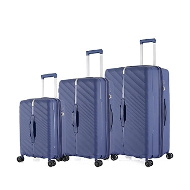 HT Trolley Case Set Blue 3 Piece PP Hard Shell Spinner Suitcases with TSA Lock and 360 Degree Wheels Small Medium Large by Siddiq Gifts