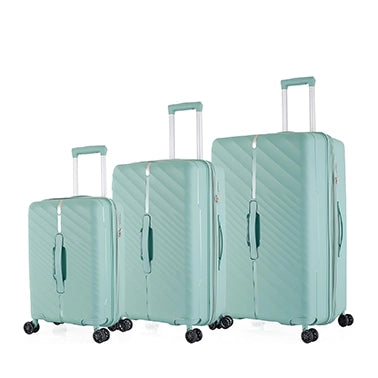 HT Trolley Case Set Green 3 Piece PP Hard Shell Spinner Suitcases with TSA Lock and 360 Degree Wheels Small Medium Large by Siddiq Gifts