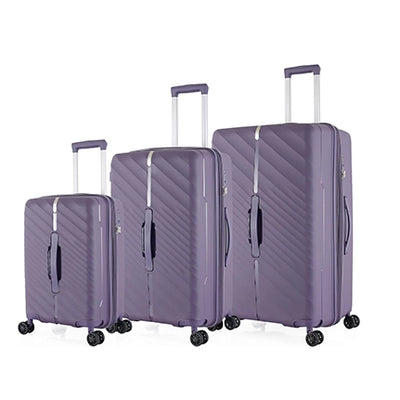 HT Trolley Case Set Purple 3 Piece PP Hard Shell Spinner Suitcases with TSA Lock and 360 Degree Wheels Small Medium Large by Siddiq Gifts