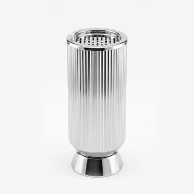 Incense Burner 10 X 24 Cm Ribbed Silver Bakhoor Burner Siddiq Gifts