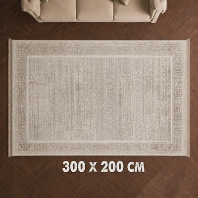 INSPIRE A011A Carpet 200x300cm Beige and Cream with Vintage Distressed Geometric Border Design by Siddiq Gifts