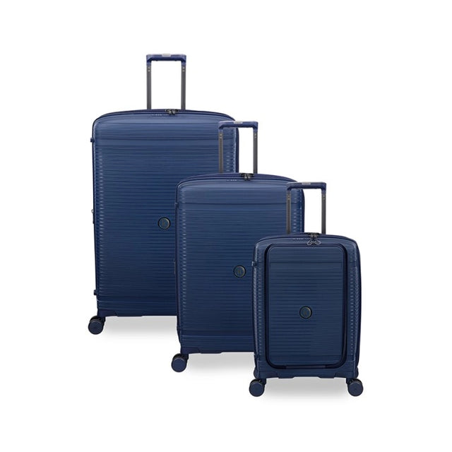 15-3108-08 IT Luggage Trolley Case Set – Dark Blue – 3 Piece (Small / Medium / Large) – PP Hard Shell Spinner with TSA Lock & 360° Wheels