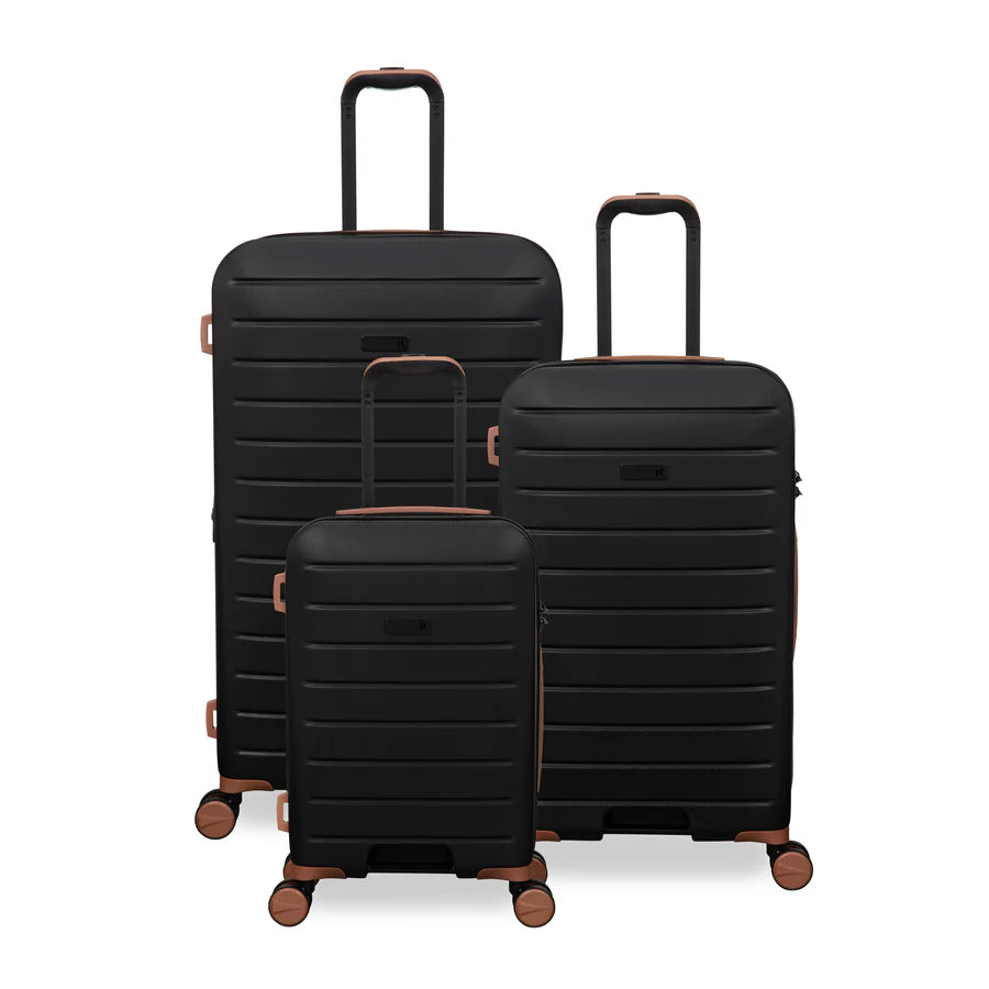 IT Luggage Trolley Case Set 3 Piece Black Suitcases | Siddiq Gifts