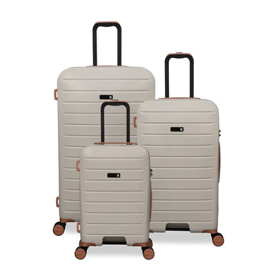 IT Luggage Trolley Case Set 3 Piece Silver Lining Cabin Medium And Large Lightweight Hard Shell Suitcases By Siddiq Gifts