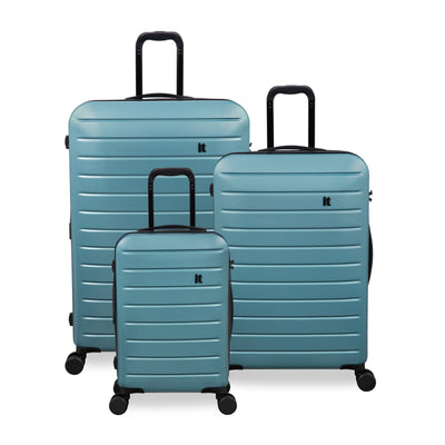 IT Luggage Trolley Case Set 3 Piece Smoke Blue Cabin Medium And Large Lightweight Hard Shell Suitcases By Siddiq Gifts